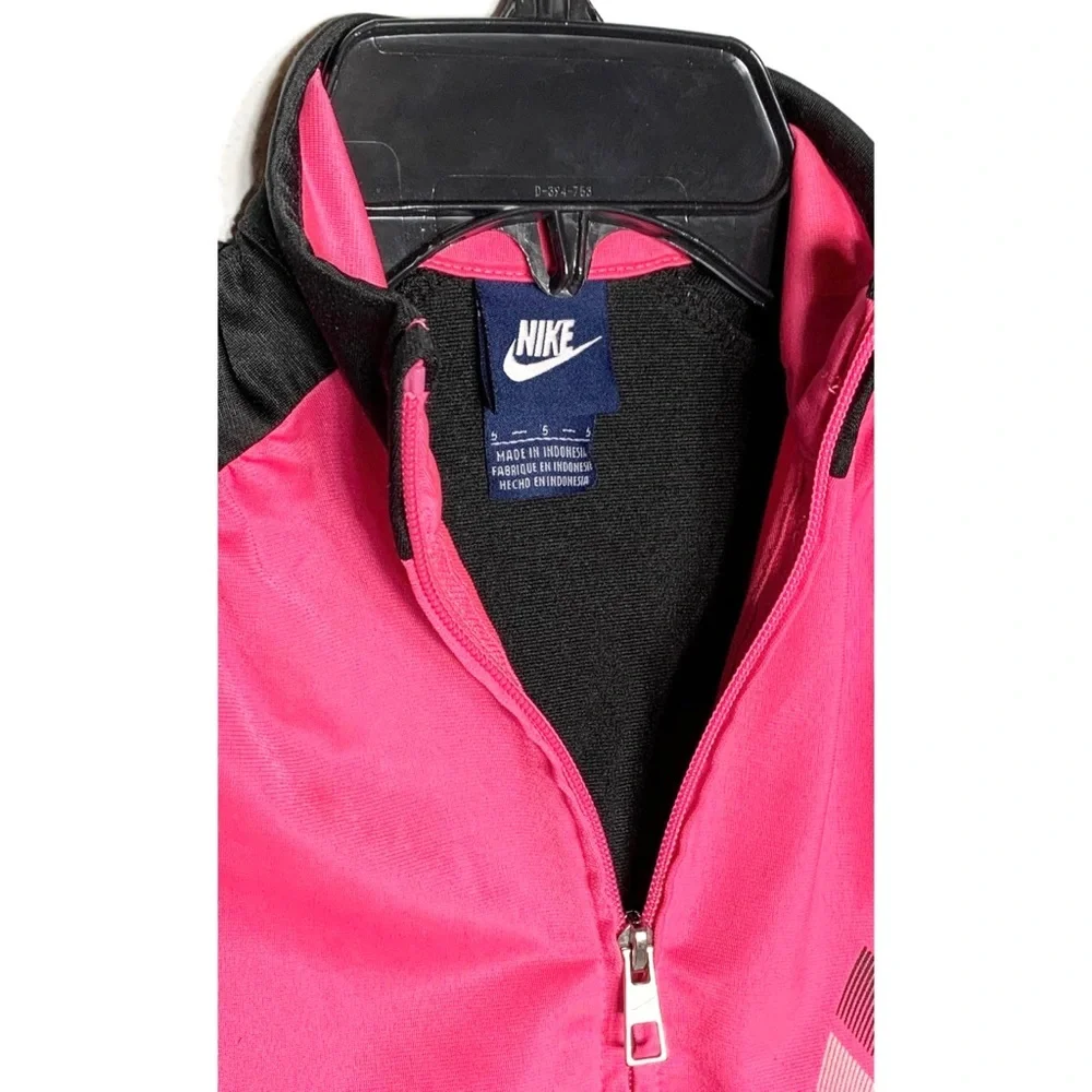 Nike Track Jacket Girls Size 5 Black Pink Athletic